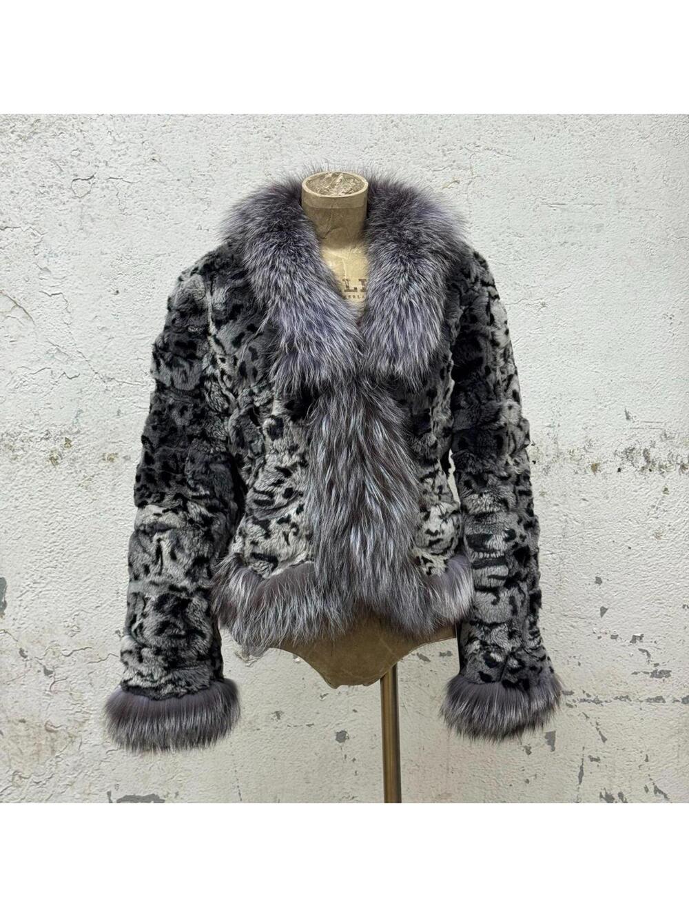 Vintage Y2K Rabbit & Silver Fox Fur Jacket - Picture 1 of 8